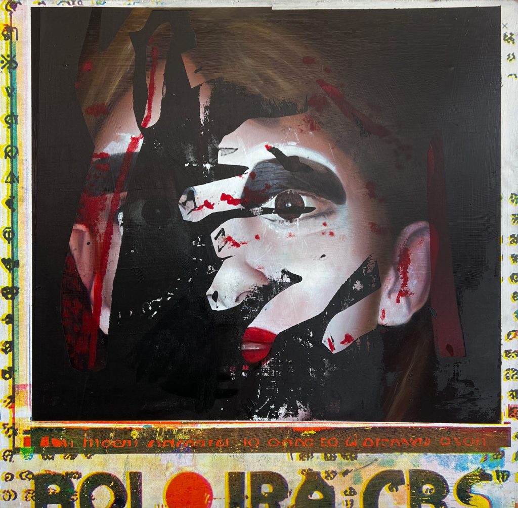 oil and ink on wood / 30×30 inches / 2025